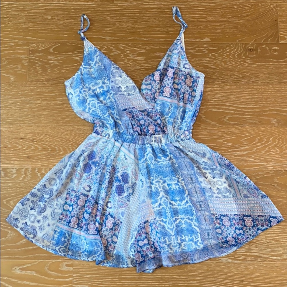 Show me your Mumu - blue floral print shorts dress